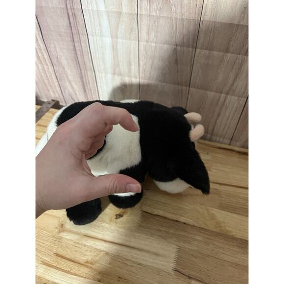 Aurora Cow Plush Stuffed Animal Small Black & White 8" Heavy - Picture 10 of 10
